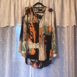 Hi-lo Multi-Colored Button Up